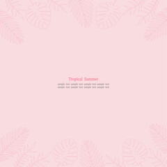 ボタニカルラインフレーム ピンク 正方形デザイン