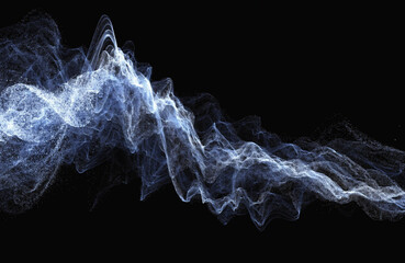 Realistic luminous line of blue dust with radiant . downward-sloping stock price chart. glow effect. black background