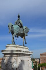 Fototapeta premium Rome, Italy 09.02.2020: Statue of Vittorio Emanuele King of Italy