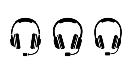 Obraz premium Headset icon set for customer service and gaming communication 