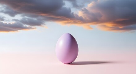 Purple egg under dramatic sky