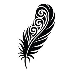Obraz premium Elegant Tribal Feather Black Silhouette Icon