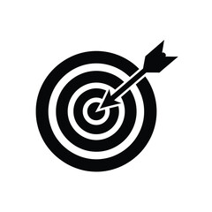 Black and white target with arrow hitting bullseye