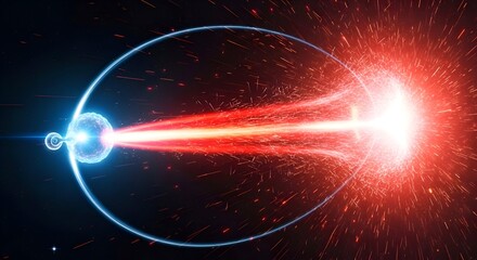 Obraz premium Binary star system with intense energy emission and stellar activity.