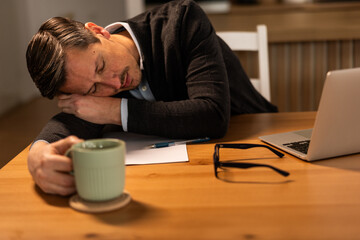 Man Is Sleeping While Work At Home