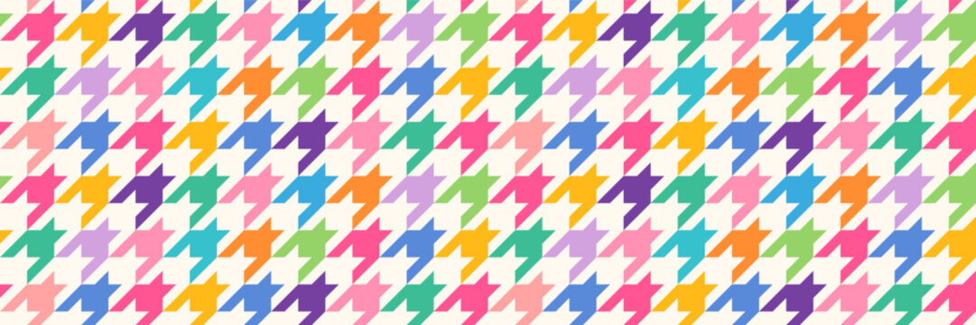 Colorful houndstooth vector seamless pattern, dogstooth striped check for Easter backgrounds and kitchen graphic designs