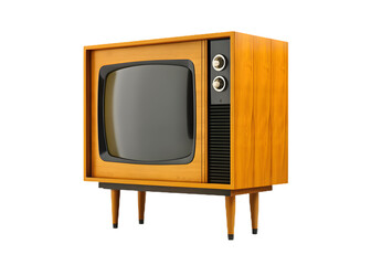 Vintage television set on white background isolated on a transparent background wooden