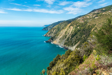 Fototapeta premium Liguria's coastline, Monesteroli hike, Cinque Terre. Italy