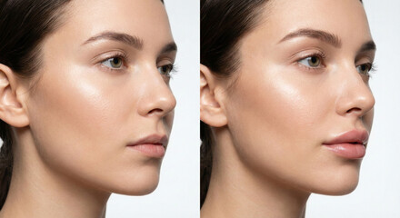 Young Woman's Profile Showing Nose and Lip Transformation After Surgery