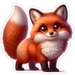 Obraz premium illustration realistic fox in sticker style isolated on white background