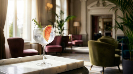 Welcome drink at luxury hotel reception for guest check-in and hospitality service