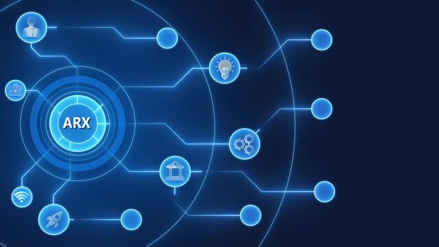 A R X Technology Concept with Futuristic and Network Connections on Dark Blue Background