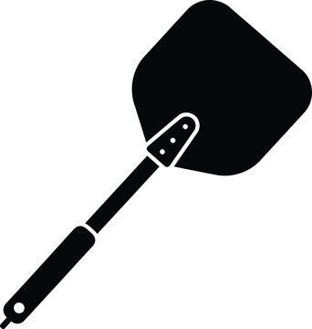 Isolated set of black silhouettes of kitchen knives and stainless steel tools including a sharp metal blade and wooden handle spatula on a white background