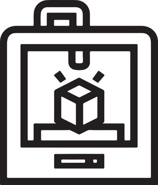 3d printer creating a cube silhouette vector illustration in line art style
