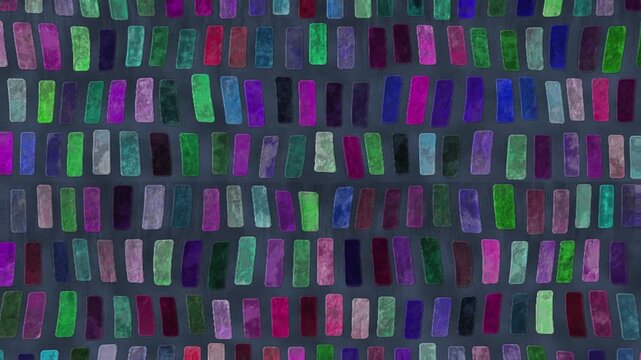 Abstract Animated Pattern with Vibrant Colors, Textured Motion Background Featuring Radiant Rectangles, Surreal Animation with Artistic Glow, Dynamic Backdrop of Colorful Visual Blocks, Creative Anima