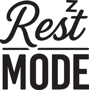 Black and white rest mode logo design with stylized typography
