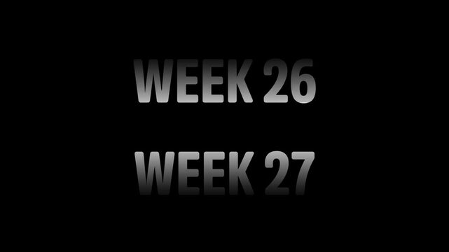 Week 1 to Week 52 moving forward 52 weeks 1 year going in Black Background