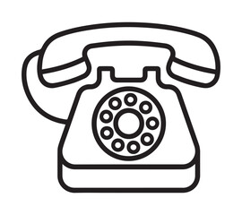 Retro Telephone Line Icon Vintage Rotary Phone Communication Vector Illustration