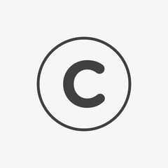 Copyright icon set in flat and strokes. Suitable for graphic projects. EPS10