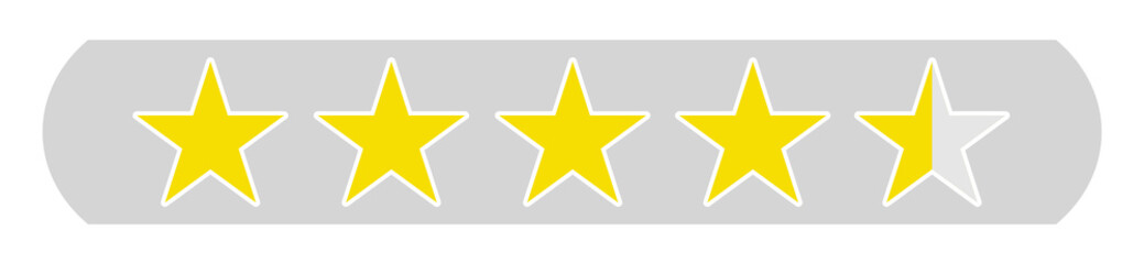 Obraz premium Bewertung 4,5 Sterne - Stern Icons auf grauem Button