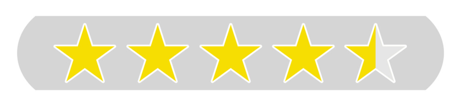 Bewertung 4,5 Sterne - Stern Icons auf grauem Button