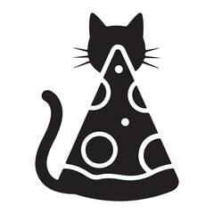 Black cat sitting with tail curled to side and white spots on body © RMdesigner71