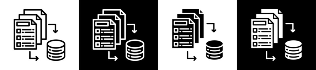 Data Partition Icon Set In Black And White Filled Style Collection