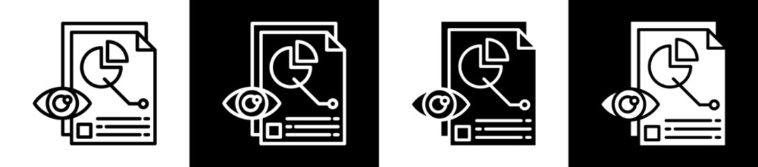 Data Visualization Icon Set In Black And White Filled Style Collection