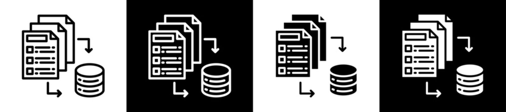 Data Partition Icon Set In Black And White Filled Style Collection