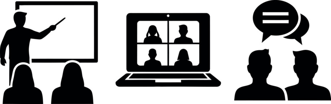 Illustration depicting various forms of modern teaching and communication methods