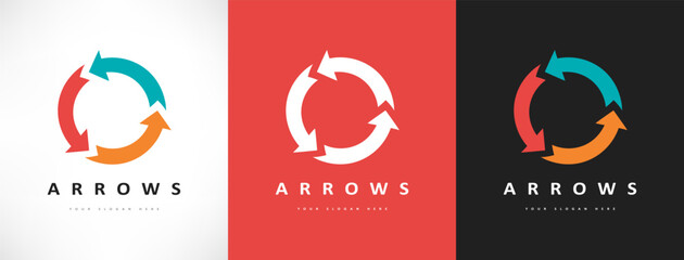Fototapeta premium Arrows moving in a circle logo vector