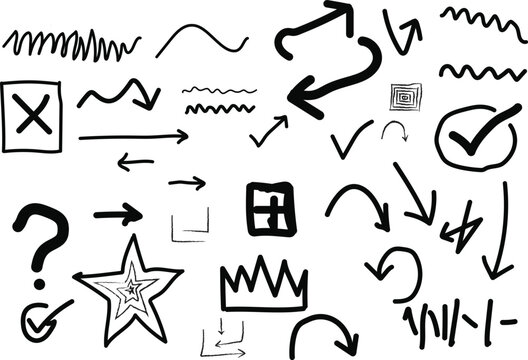 set of hand drawn arrows a icon star drping