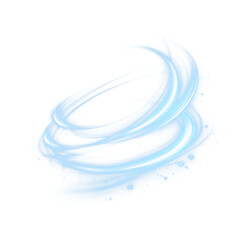 Naklejka premium Blue Wind Swirl Vortex Ring with Light Trails, Isolated Transparent PNG Overlay