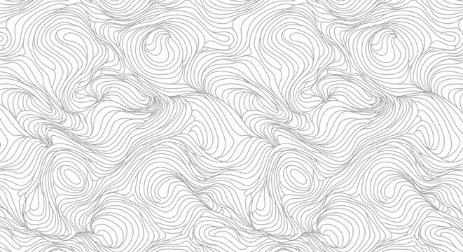 Abstract flowing wavy lines seamless pattern on isolated white background.