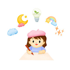 child drawing with imagination idea