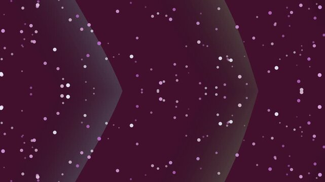 Abstract purple background with falling glitter particles and geometric shapes