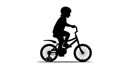 Obraz premium Child Riding Bicycle Silhouette Profile.