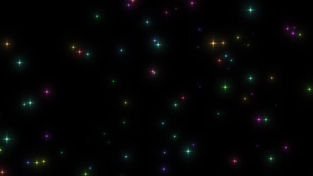 カラフルなキラキラしたパーティクルが降ってくるエフェクト背景の動画