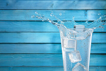 氷が入り弾ける冷たい水