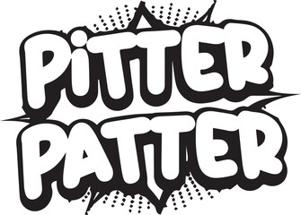 Vintage comic style pitter patter text vector design
