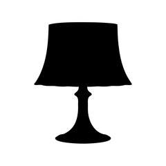 Elegant black silhouette of a classic table lamp against a white background