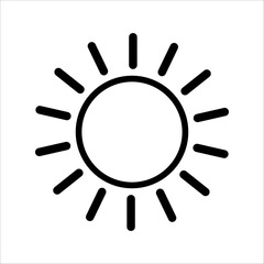 Minimalistic sun icon with radiating rays, representing light and warmth.