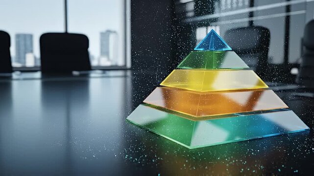 Pyramid chart displaying efficient resource allocation symbolizing asset optimization strategies concept as A pyramid chart illustrates efficient resource allocation representing asset optimization st