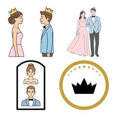 Prom king and queen character illustration bundle © Sumona