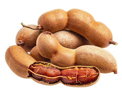 Tamarind Still Life: Exotic Tropical Fruit Pile with Open Pod on White Background
