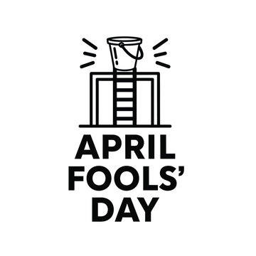 April Fools' Day prank setup: A bucket of water balanced on a ladder, a classic practical joke illustration for the holiday.