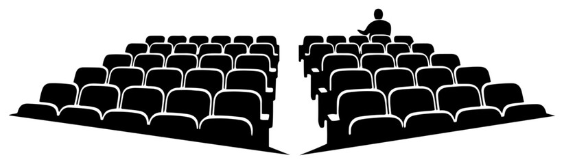 Obraz premium Perspective view of empty stadium seating rows with a lone spectator