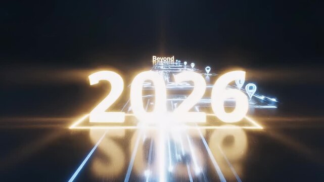 A glowing roadmap features milestones labeled 2026 and beyond representing future planning and strategic roadmap development concept as A glowing roadmap features milestones labeled 2026 and beyond re