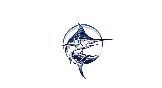 Elegant Blue Marlin Fish Symbol in a Circular Design Perfect for Branding.