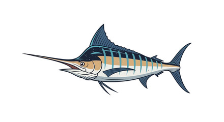 Obraz premium Striking illustration of a majestic marlin fish with a long pointed bill isolated on white.